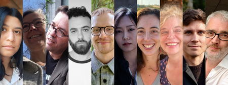 Zu sehen sind die Stipendiat:innen Taslima Ahmed, Katharina Bihler, Hagai Dagan, Roee Joseph, Nico Karge, Hyunju Oh, Hadar Orlanov, Susanne Schädlich, Dennis Schäfer und Stefan Scheib.