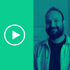 Portrait photo of artist Bahzad Sulaiman with play button next to it – link to video